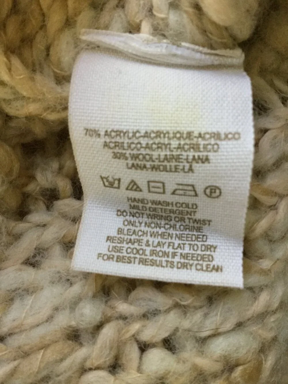 Free People Tan Cowlneck Sweater Poncho xs